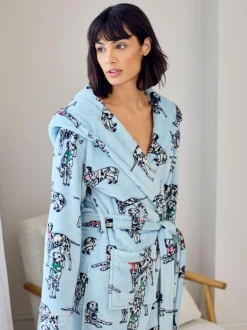 Chelsea Peers Blue Fleece Dalmatian Dogs Print Dressing Gown Best