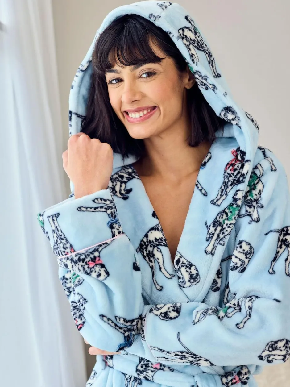 Chelsea Peers Blue Fleece Dalmatian Dogs Print Dressing Gown Best