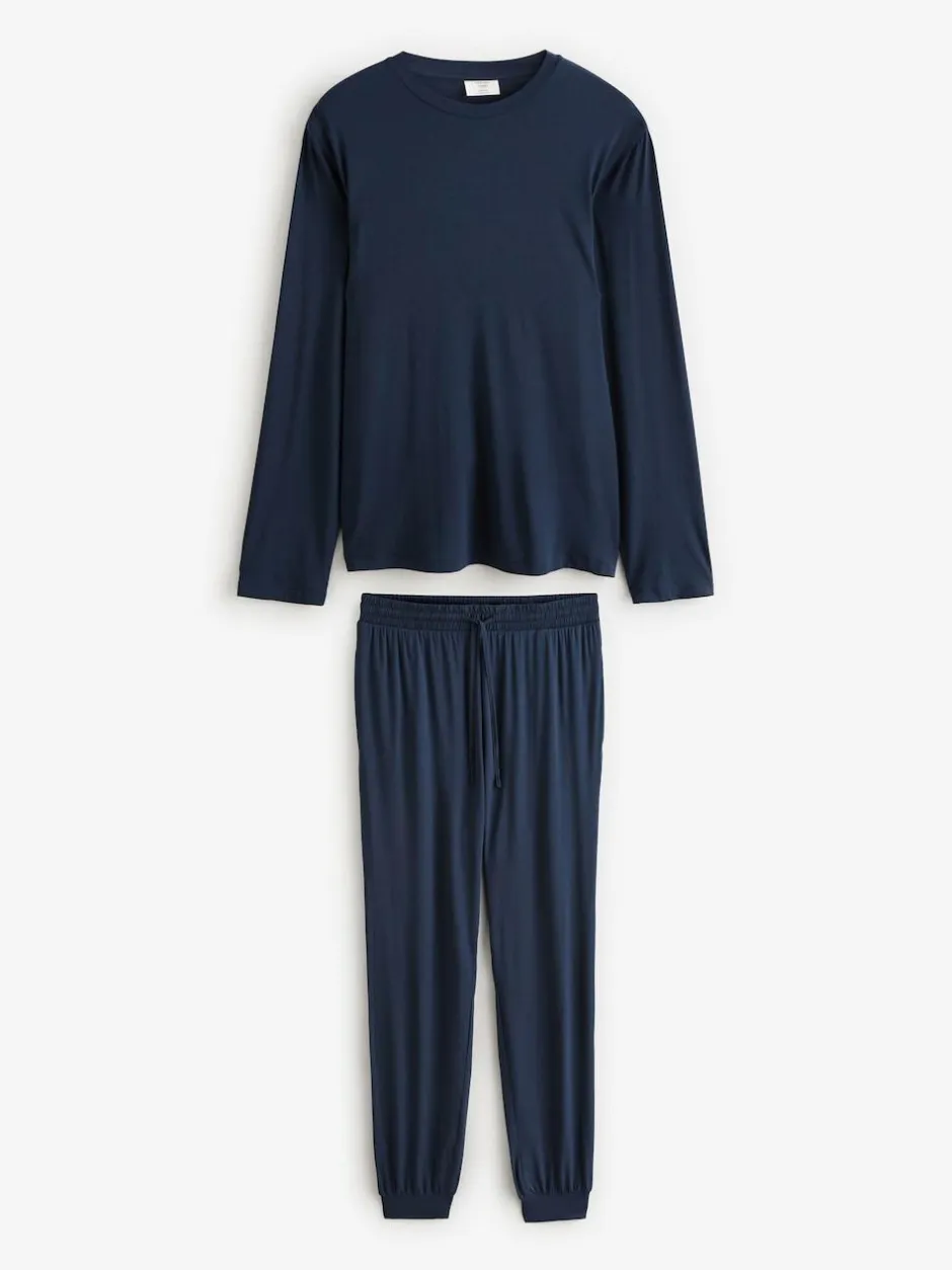 Chelsea Peers Blue TENCEL™ Modal Long Crew Neck Pyjama Set New