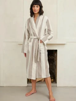Chelsea Peers Natural Fleece Stripe Dressing Gown Best