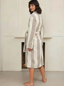 Chelsea Peers Natural Fleece Stripe Dressing Gown Best