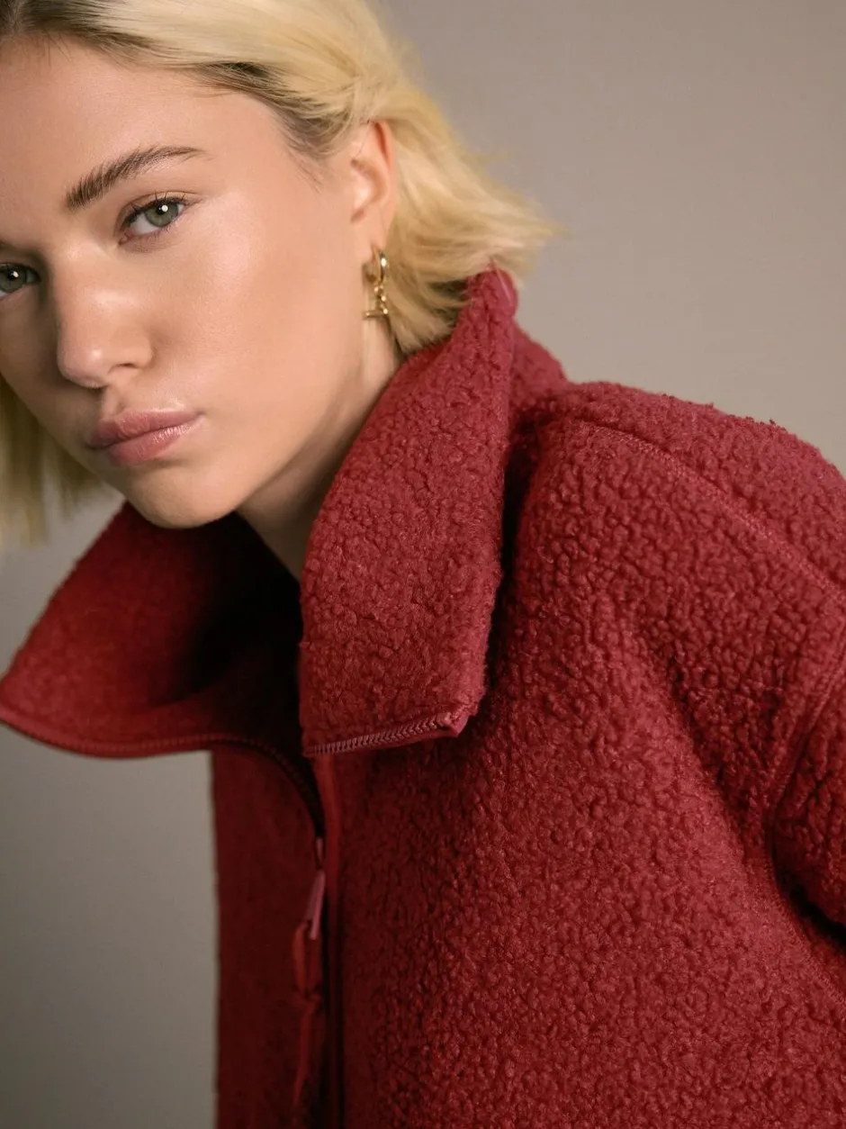 Next Cherry Red Soft Touch Cosy Teddy Borg Quarter Zip Fleece Best