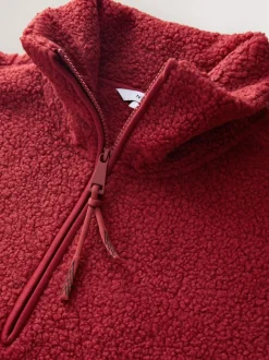 Next Cherry Red Soft Touch Cosy Teddy Borg Quarter Zip Fleece Best