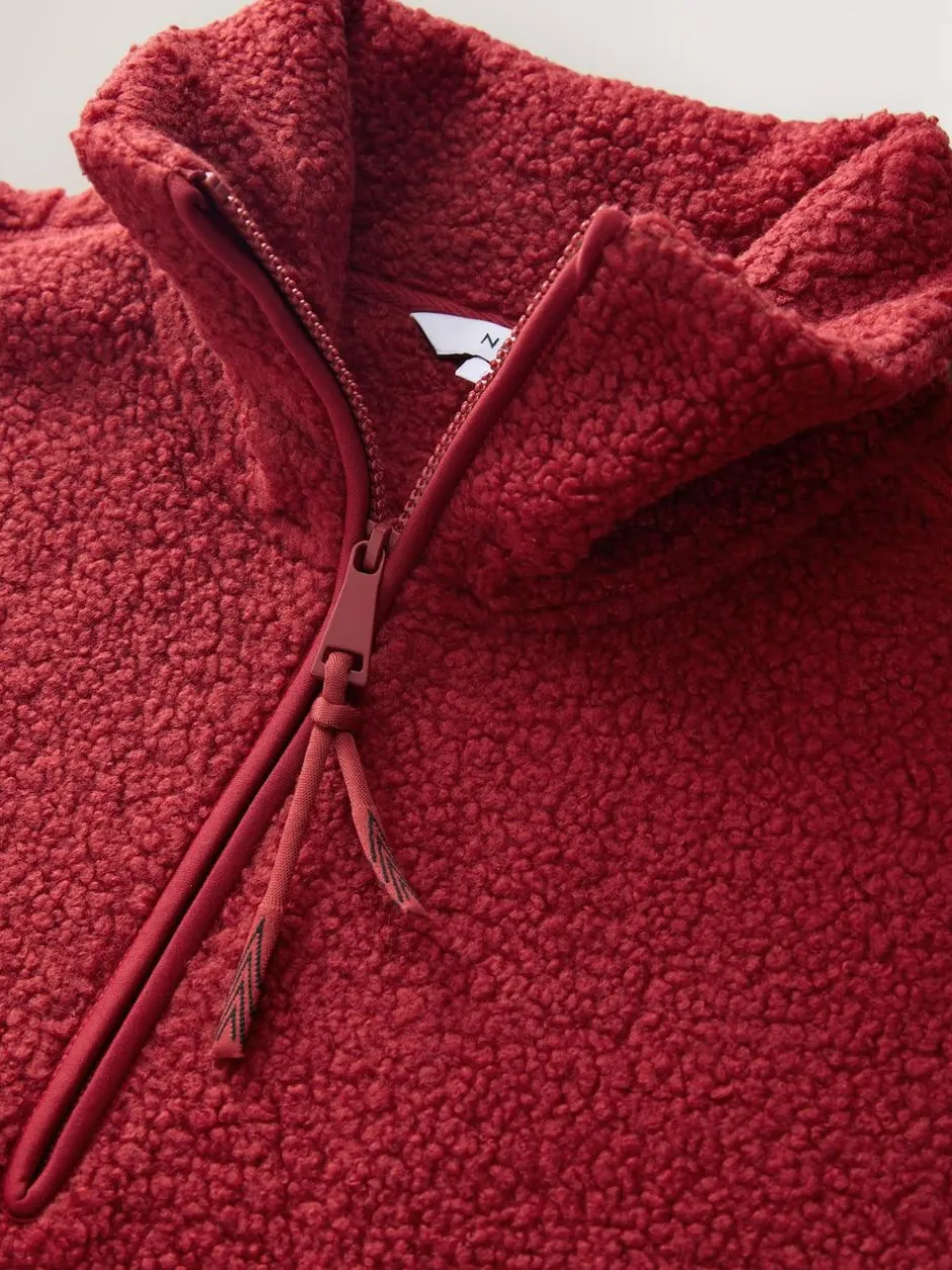 Next Cherry Red Soft Touch Cosy Teddy Borg Quarter Zip Fleece Best