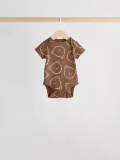 Next Chocolate Brown Baby Short Sleeve Bodysuits 5 Pack Sale