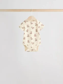 Next Chocolate Brown Baby Short Sleeve Bodysuits 5 Pack Sale