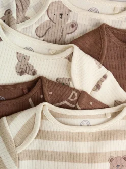 Next Chocolate Brown Baby Short Sleeve Bodysuits 5 Pack Sale