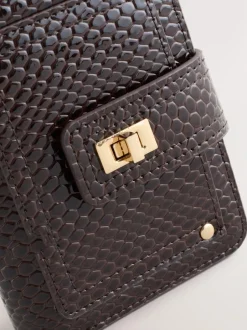 Next Buckle Midi Purse Chocolate Brown Clearance