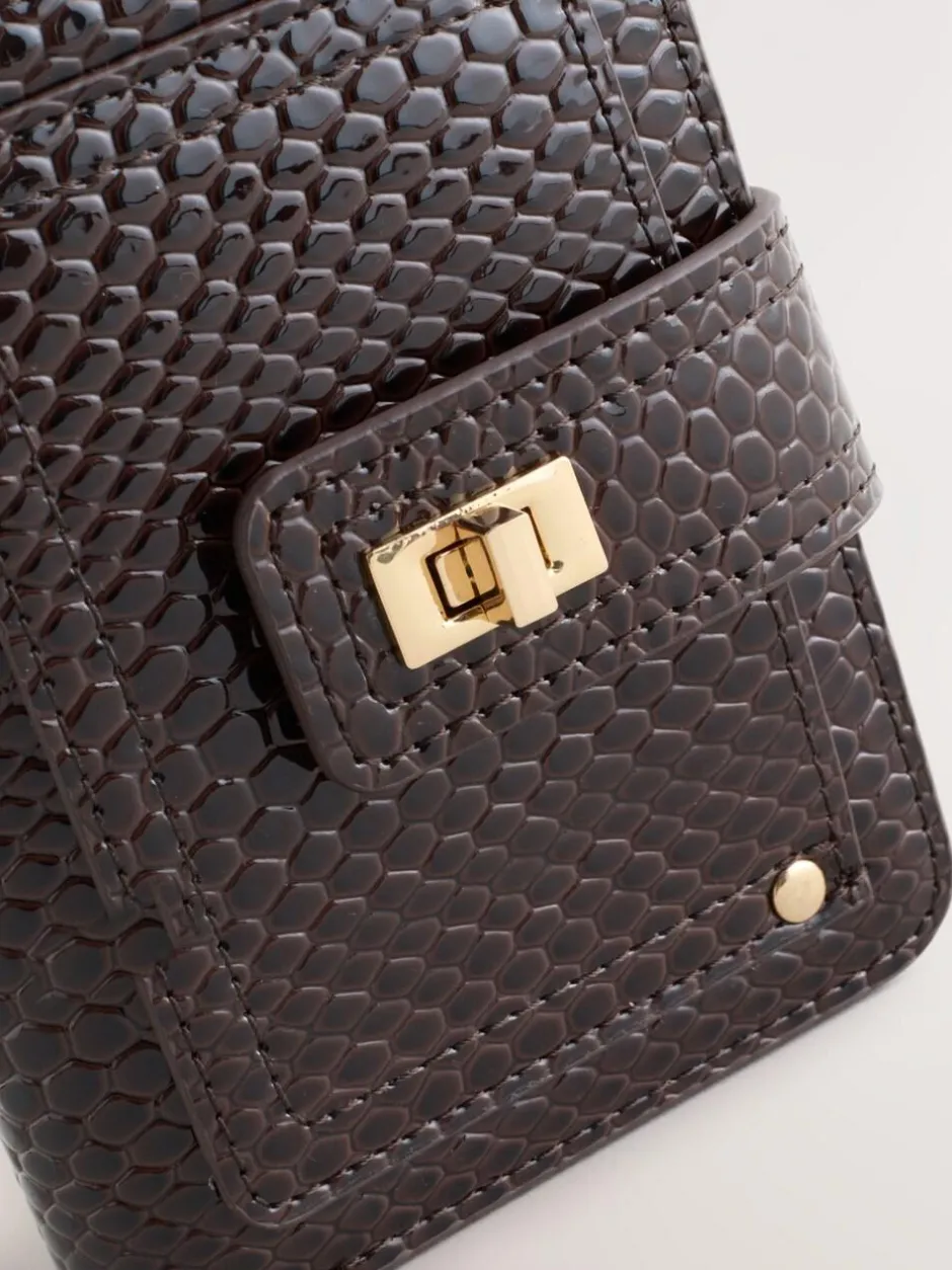 Next Buckle Midi Purse Chocolate Brown Clearance