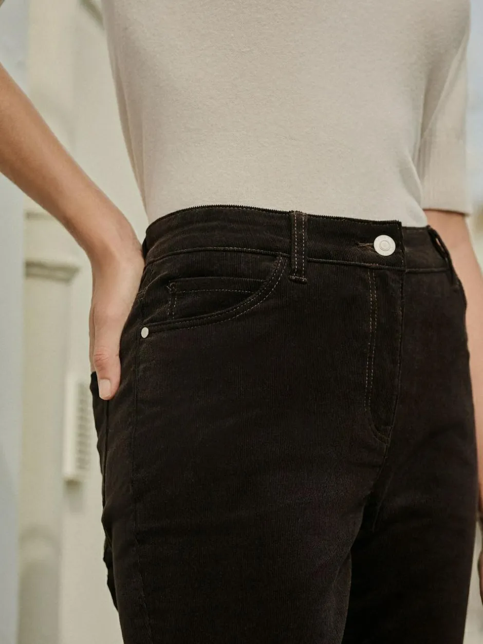 Next Corduroy Skinny Trousers Chocolate Brown Clearance