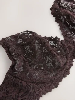 Next Chocolate Brown DD+ Non Pad Plunge Lace Ultimate Comfort Bra New