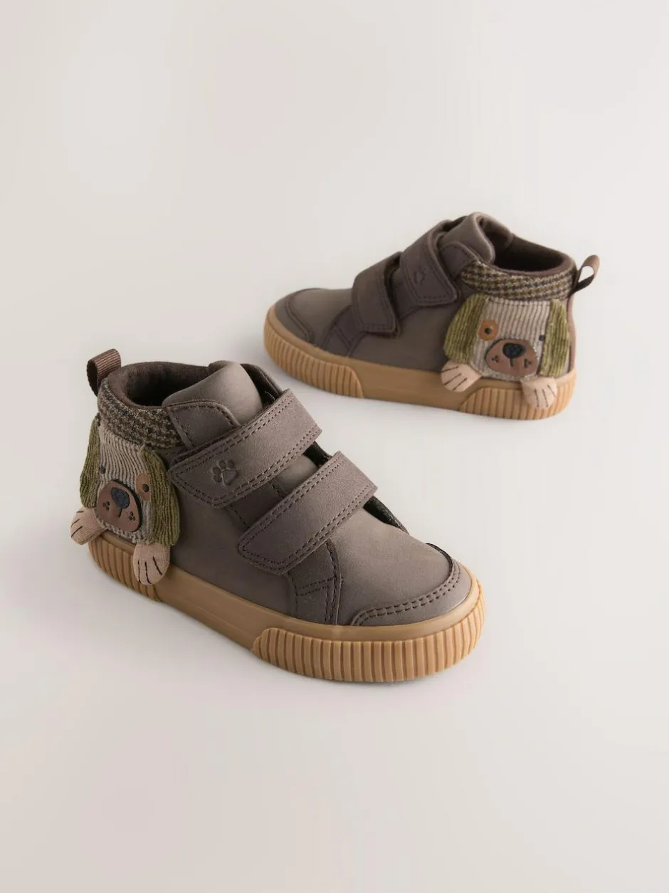 Next Standard Fit (F) Touch Fastening Boots Chocolate Brown Dog Clearance