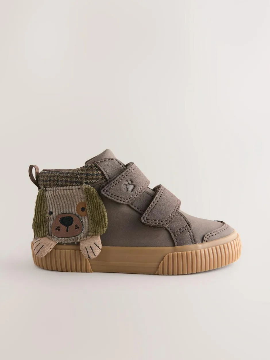Next Standard Fit (F) Touch Fastening Boots Chocolate Brown Dog Clearance
