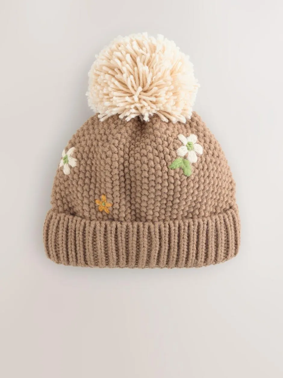 Next Chocolate Brown Embroidered Beanie (1-13yrs) Discount