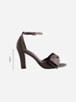 Next Forever Comfort® Satin Bow Block Heeled Sandals Chocolate Brown