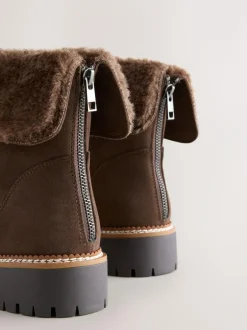 Next Forever Comfort® Faux Fur Cuff Ankle Boots Chocolate Brown Outlet
