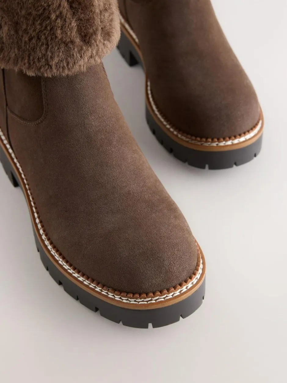 Next Forever Comfort® Faux Fur Cuff Ankle Boots Chocolate Brown Outlet