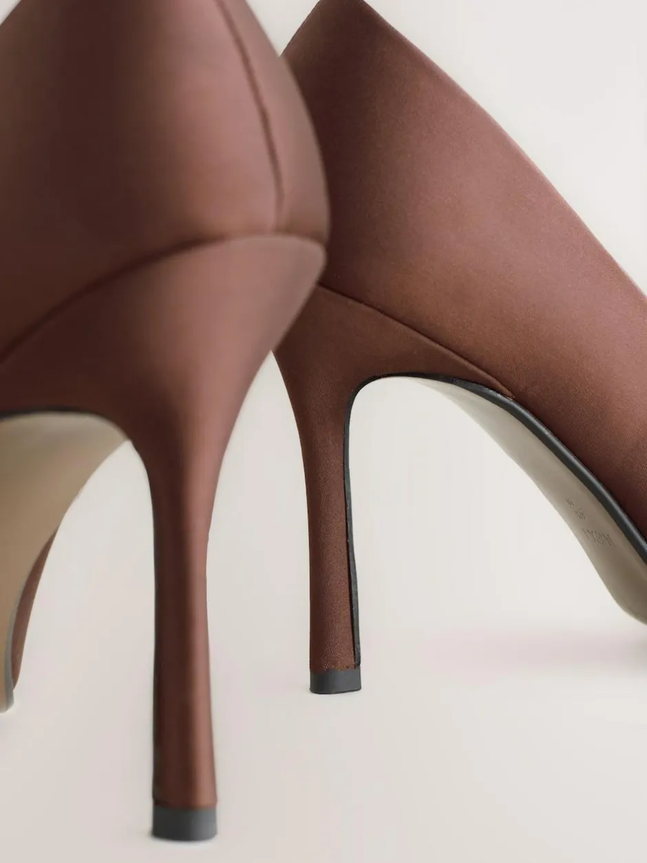 Next Forever Comfort® Satin Pointed Toe Court Heels Chocolate Brown Best