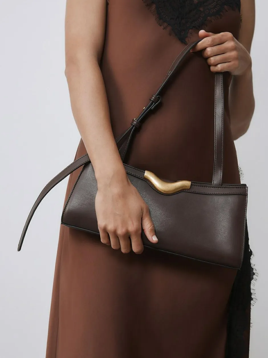 Next Hardware Detail Shoulder Bag Chocolate Brown Online
