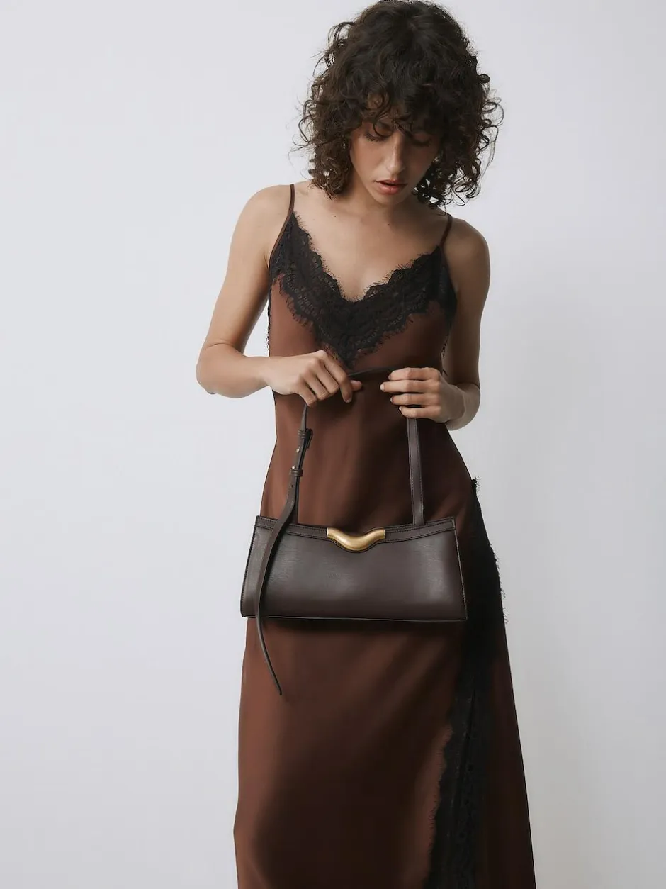 Next Hardware Detail Shoulder Bag Chocolate Brown Online