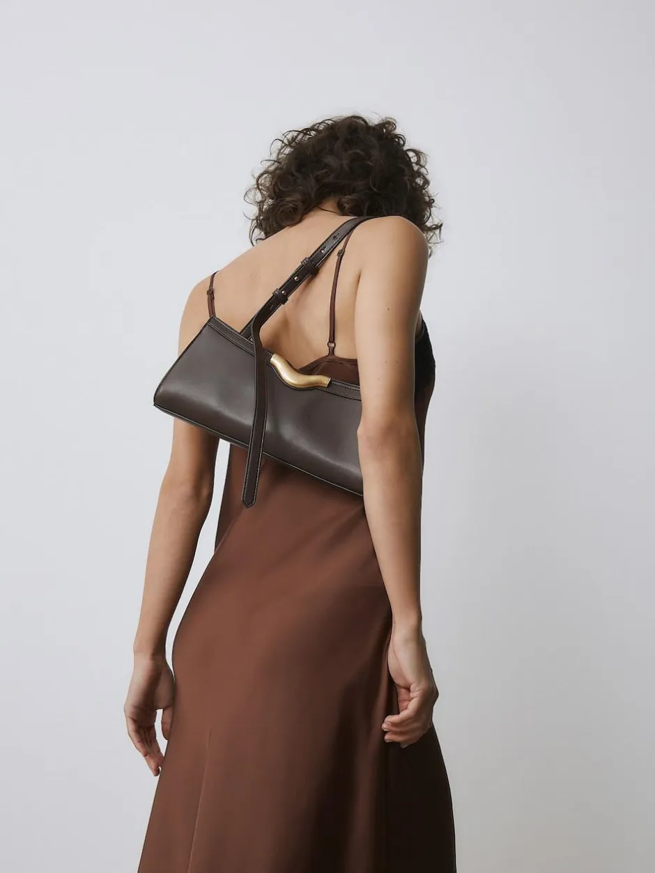 Next Hardware Detail Shoulder Bag Chocolate Brown Online