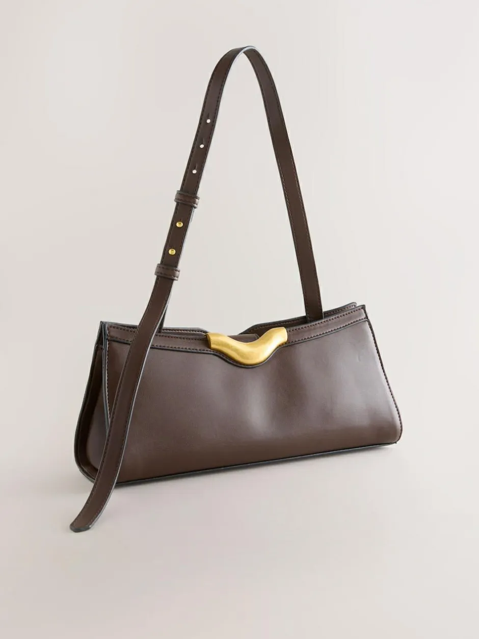 Next Hardware Detail Shoulder Bag Chocolate Brown Online