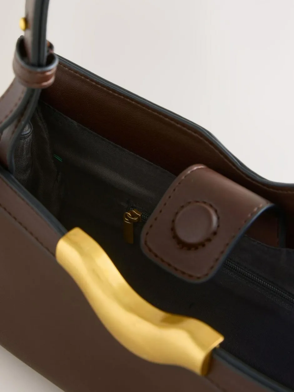 Next Hardware Detail Shoulder Bag Chocolate Brown Online