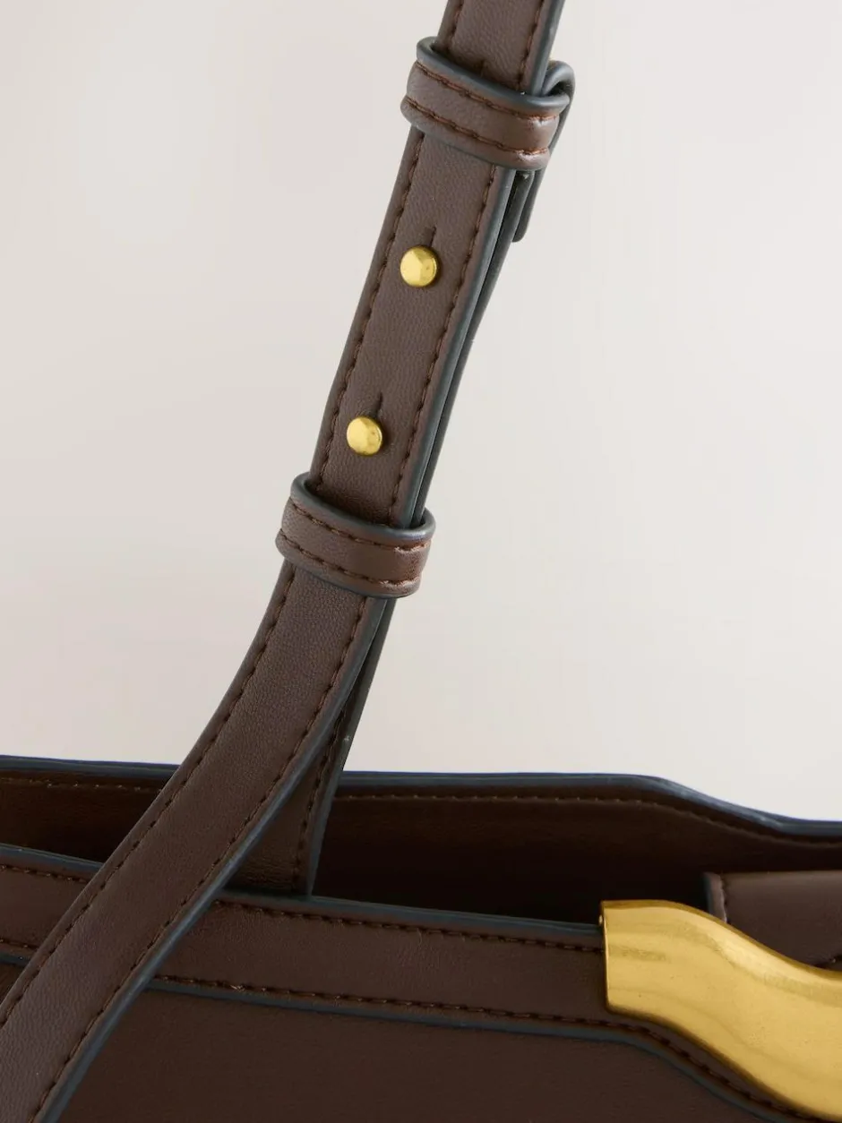 Next Hardware Detail Shoulder Bag Chocolate Brown Online