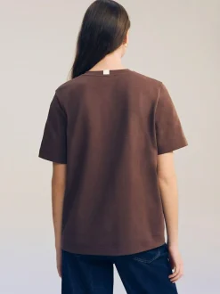 Next Chocolate Brown Heavyweight Short Sleeve Crew Neck T-Shirt Clearance