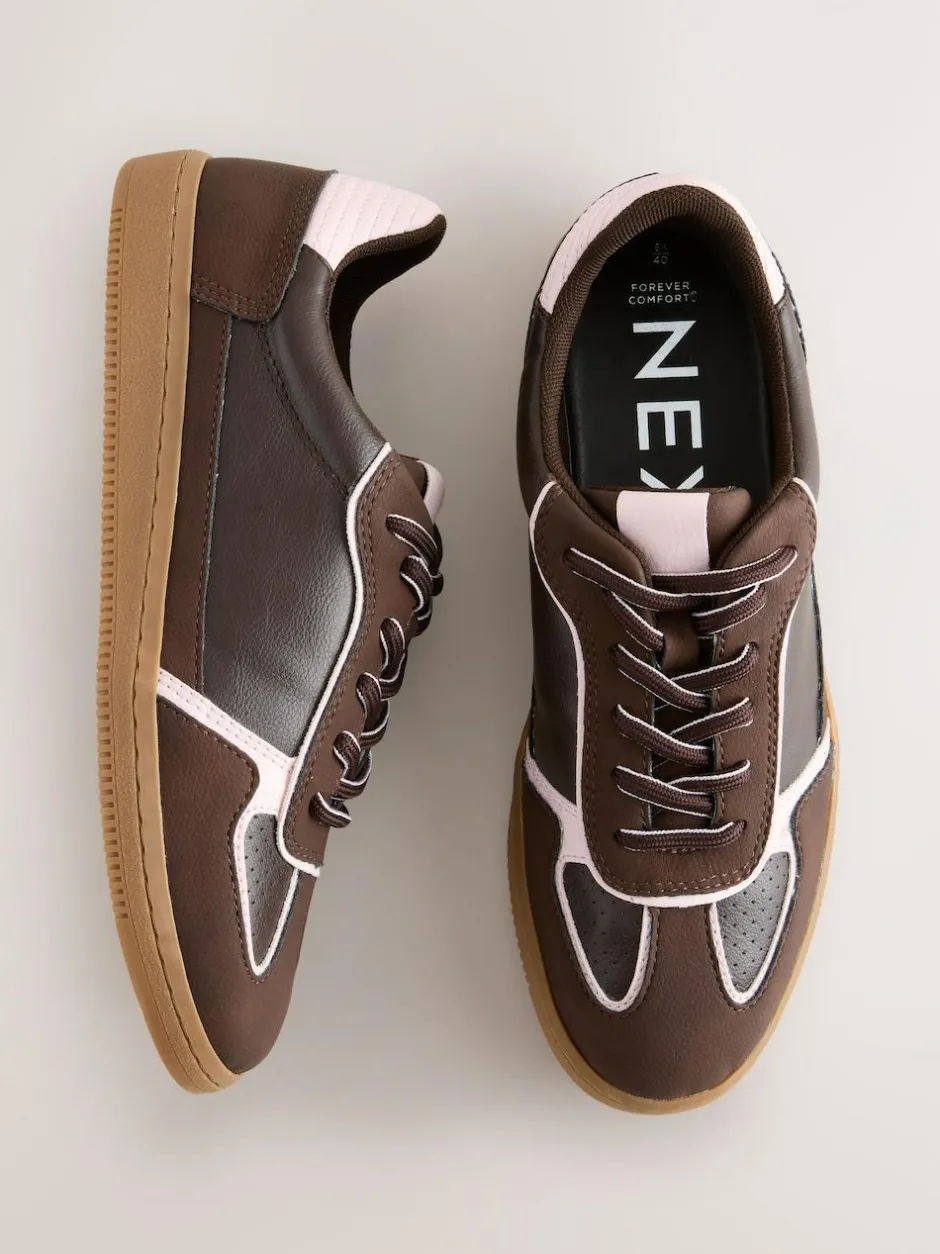Next Chocolate Brown Lace-Up Trainers Hot