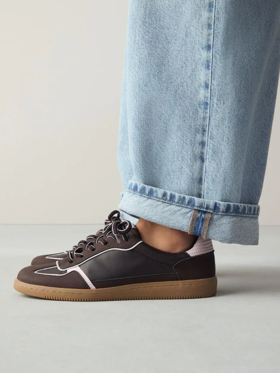 Next Chocolate Brown Lace-Up Trainers Hot