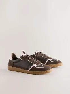 Next Chocolate Brown Lace-Up Trainers Hot