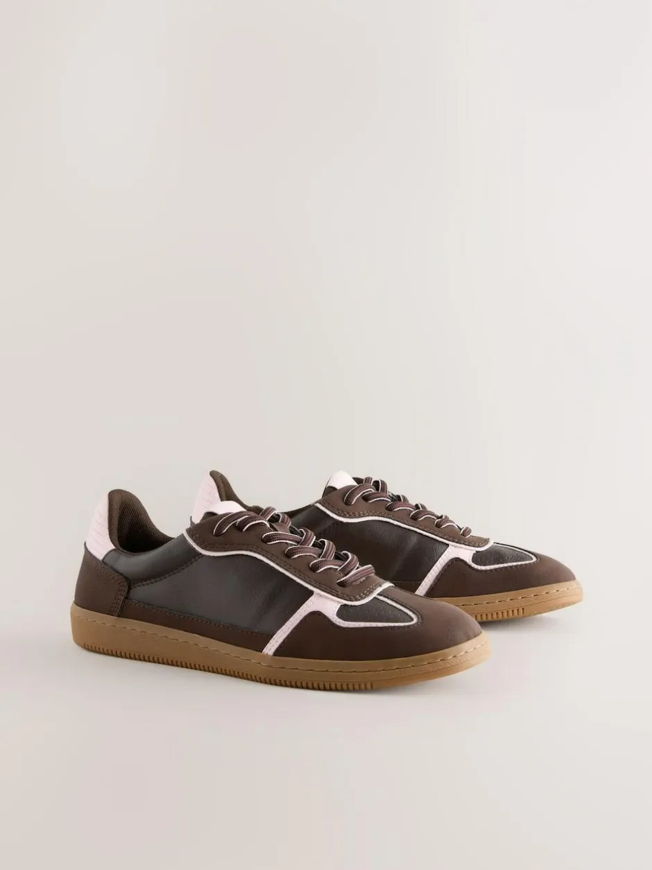 Next Chocolate Brown Lace-Up Trainers Hot