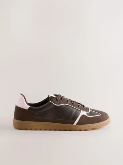 Next Chocolate Brown Lace-Up Trainers Hot