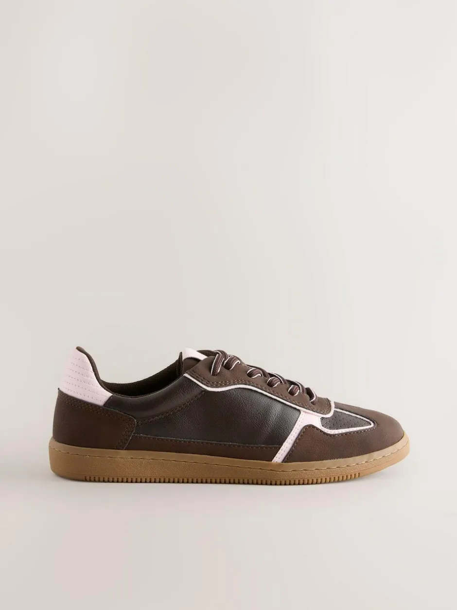 Next Chocolate Brown Lace-Up Trainers Hot