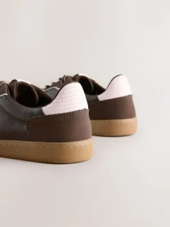 Next Chocolate Brown Lace-Up Trainers Hot