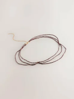 Next Metallic Skinny Tiered Beaded Belt Chocolate Brown Hot