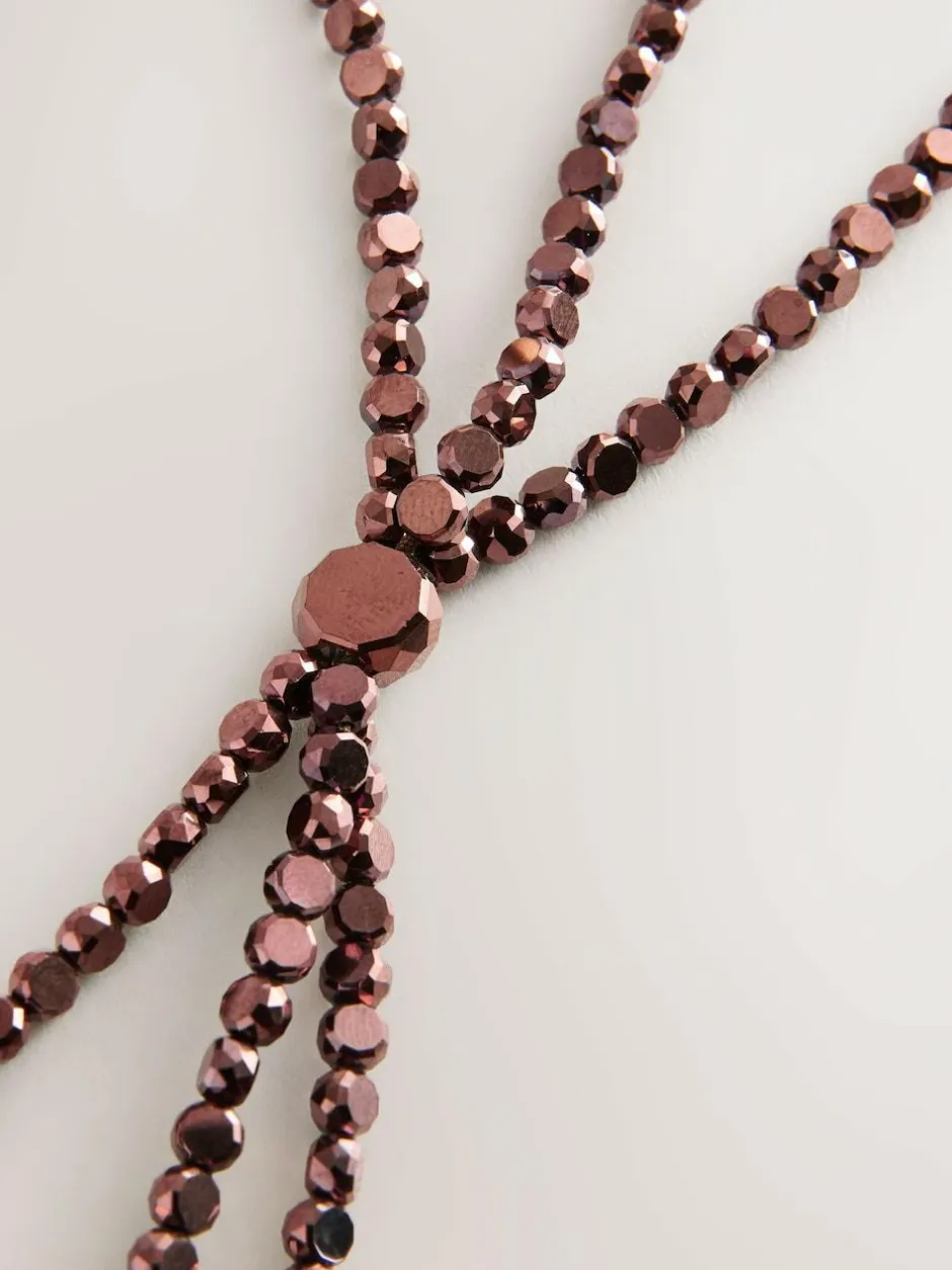 Next Metallic Skinny Tiered Beaded Belt Chocolate Brown Hot