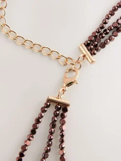 Next Metallic Skinny Tiered Beaded Belt Chocolate Brown Hot