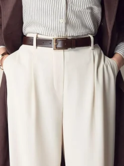 Next N. Premium Made In Italy Leather Belt Chocolate Brown Best