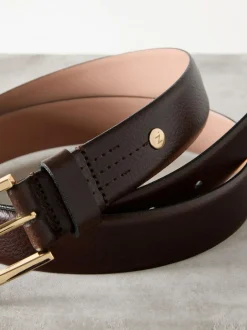 Next N. Premium Made In Italy Leather Belt Chocolate Brown Best