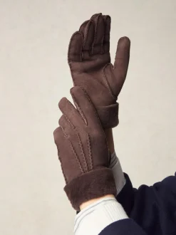 Next N. Premium Leather Sheepskin Gloves Chocolate Brown Outlet