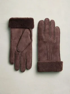 Next N. Premium Leather Sheepskin Gloves Chocolate Brown Outlet