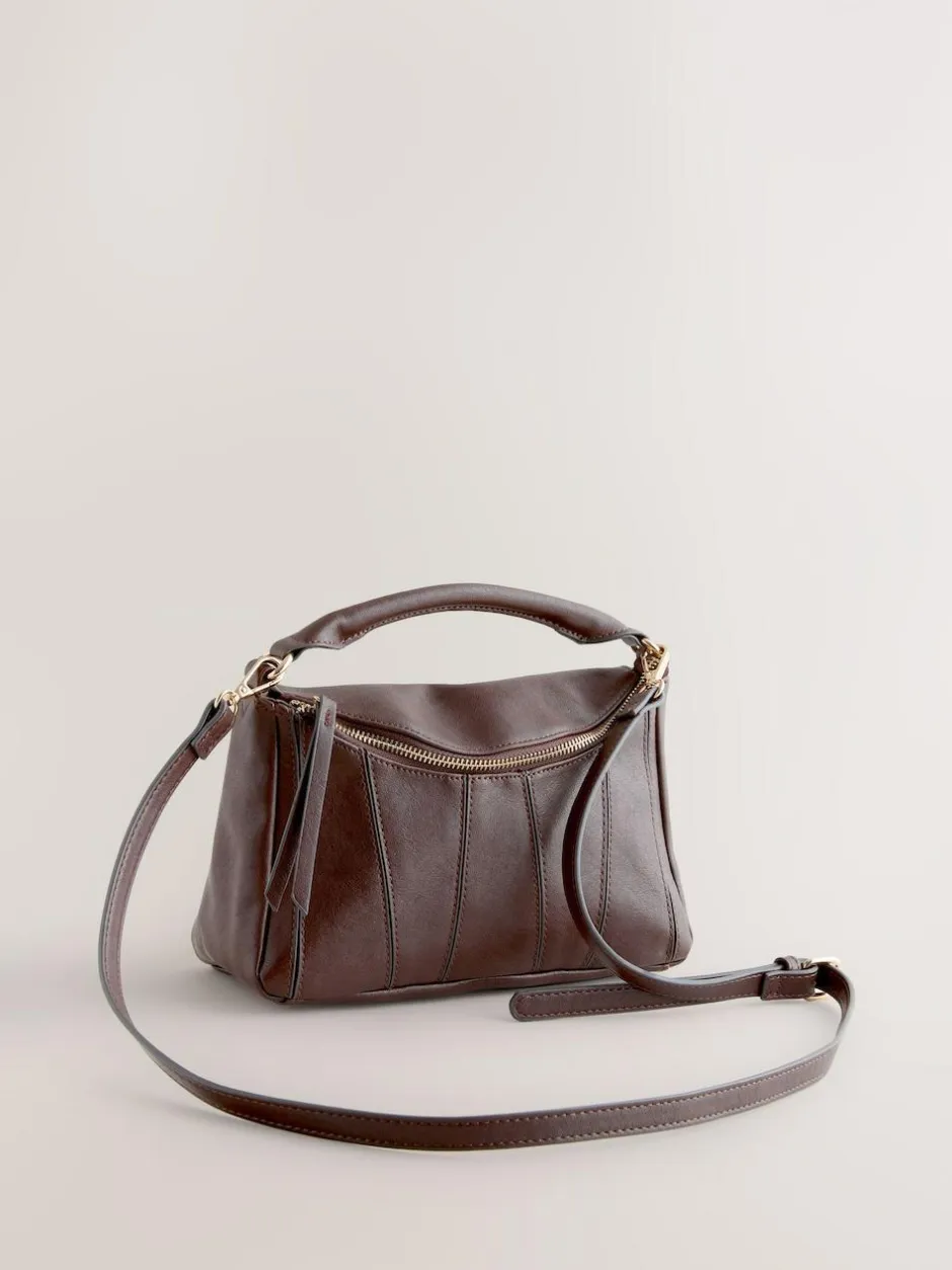 Next Chocolate Brown Panel Cross-Body Bag Sale