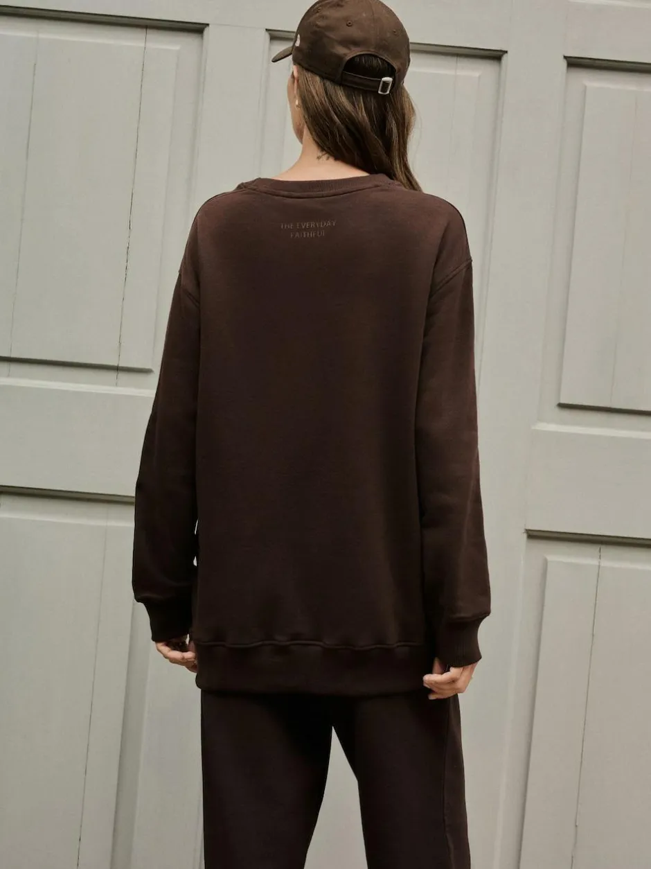 Next Chocolate Brown Relaxed Fit Essentials Longline Sweatshirt with Pockets Clearance