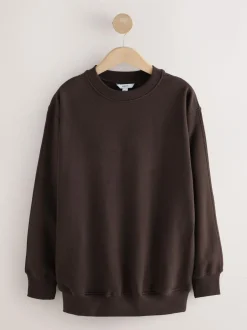 Next Chocolate Brown Relaxed Fit Essentials Longline Sweatshirt with Pockets Clearance