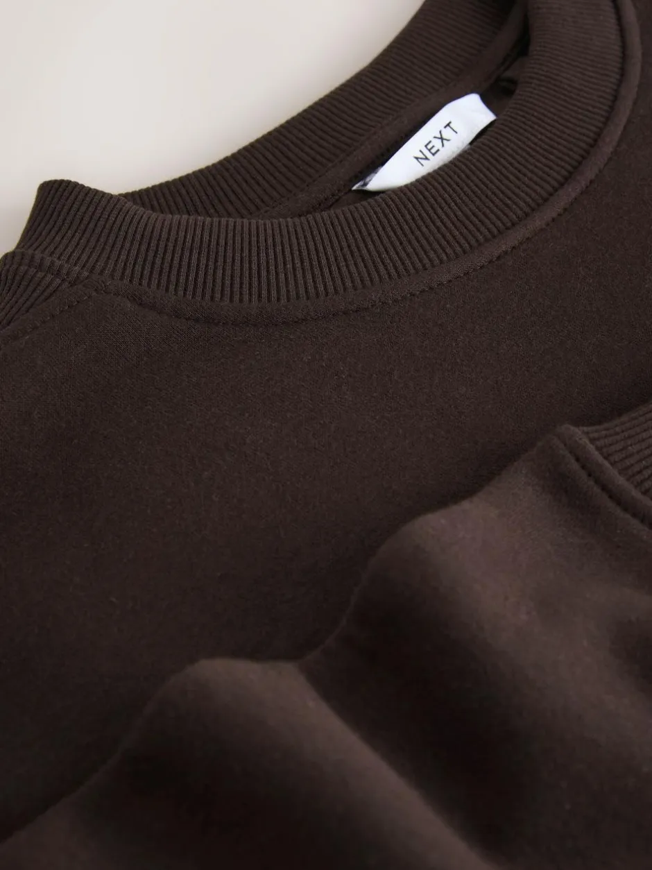 Next Chocolate Brown Relaxed Fit Essentials Longline Sweatshirt with Pockets Clearance