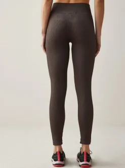 Next Chocolate Brown Ribbed Seamless High Waist Leggings Hot