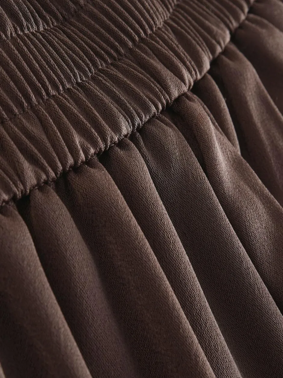 Next Chocolate Brown Satin Elastic Back Wide Leg Trousers
