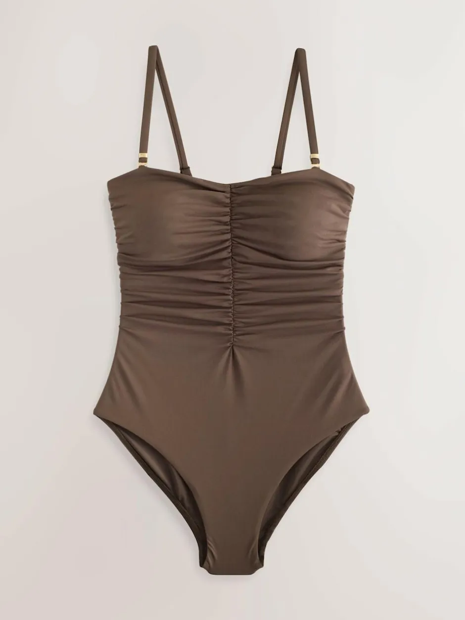 Next Chocolate Brown Shaping Tummy Control Bandeau Swimsuit